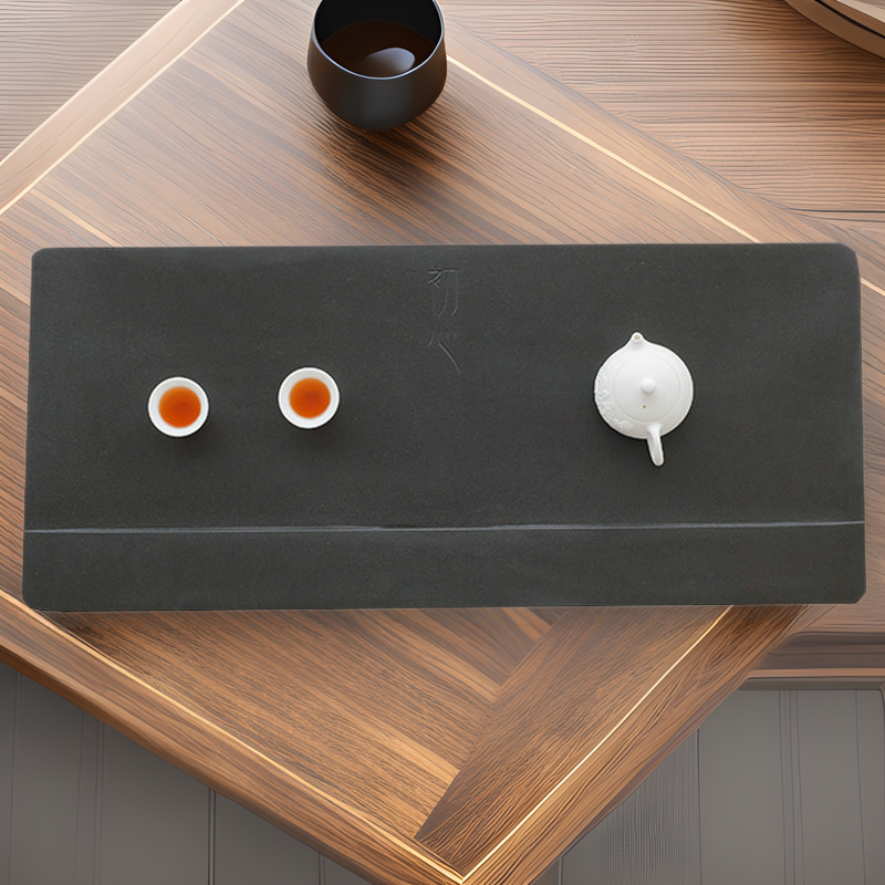 Black Gold Stone tea tray simple home office Stone kung fu tea set whole piece natural black gold stone tray set drainage