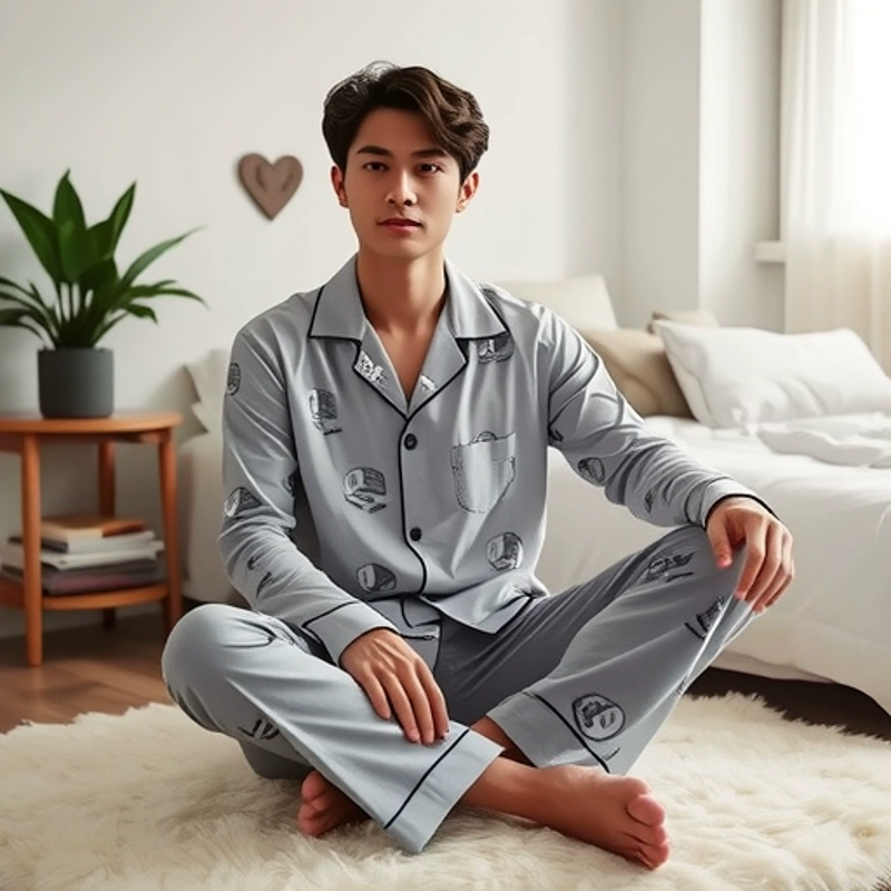 Мужская пижама из чистого хлопка, осенне-зимний кардиган с длинными рукавами, полностью хлопковый комплект для дома больших размеров на весну и осень, комфортный.