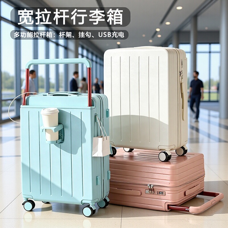 New Wide-Handle Luggage Suitcase Set 20/24/ 26inch Multi-Functional Foreign Trade Travel Suitcase Three-Piece Set Password Lock Suitcase Trolley Case New Wide-Handle Luggage Suitcase Set 20/24/ 26inch Multi-Functional Foreign Trade Travel Suitcase Three-Piece Set Password Lock Suitcase Trolley Case