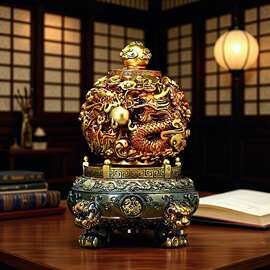 九转乾坤鼎招财玄关摆件时来运转办公室装饰树脂工艺品