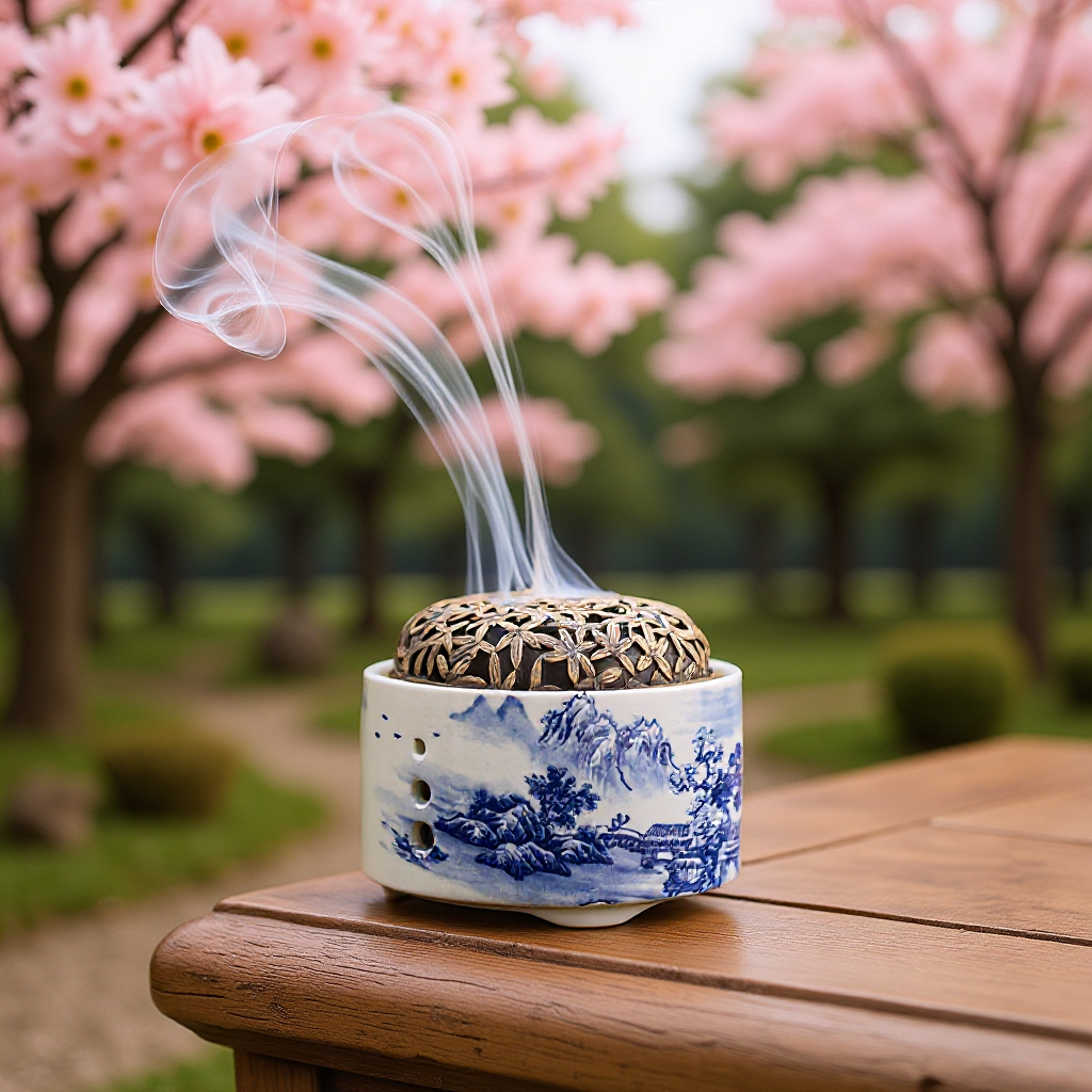 New Tea Tray Blue and White Porcelain Incense Burner Landscape Painting Incense Burner Home Indoor Retro Sandalwood Incense Holder Wholesale
