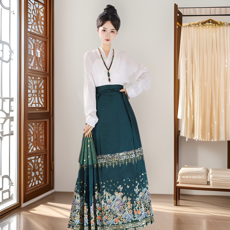 Maxi skirt women's suit Hanfu red woven gold engagement clothing Chinese new style improved daily commuter toast clothing