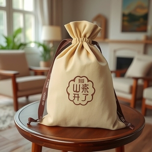 Customized artificial linen drawstring small wine bag packaging gift drawstring advertising packaging bag customized printed logo