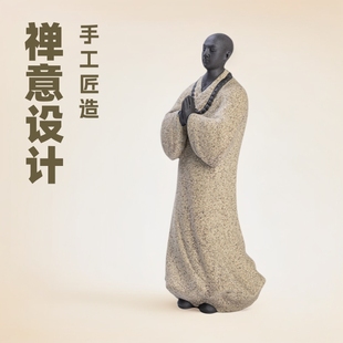 Zen Handicrafts Purple Sand Boutique Tea Pet Small Monk Character Decoration Creative Tea Space Landscape Decoration