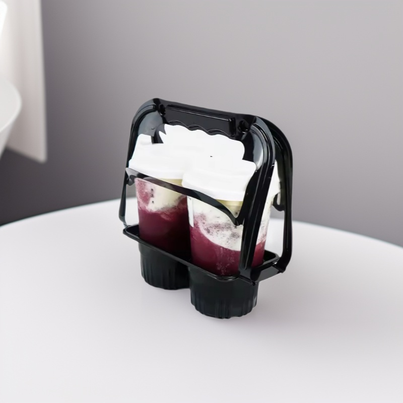 PET手提塑料杯托批发奶茶咖啡饮料杯托 打包外卖手提杯托防洒漏