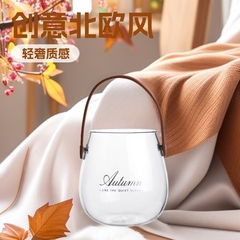 北欧の創意的な水培花瓶ガラスのシンプルな革の手提げ果物のかごの乾燥したキャンディーのバスケットの家庭用リビングの花瓶