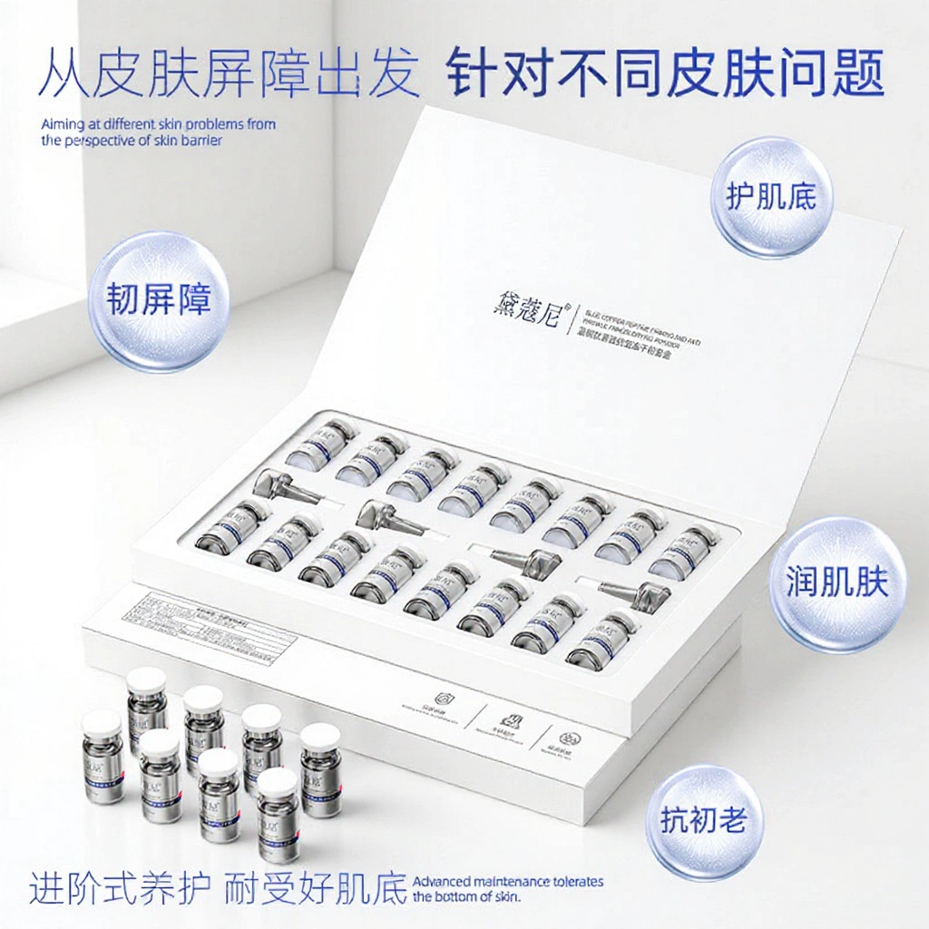 80 000 единиц порошкового комплекта из лиофилизированного пептида голубой меди, высокоактивный лиофилизированный порошок из пептида голубой меди для подтягивания и восстановления кожи, оптом.