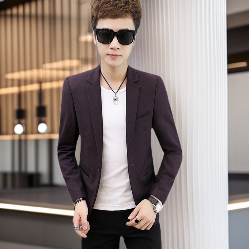 2026 New Spring Men's Casual Suit Korean Style Slim Fit Small Suit Men's Solid Color Men's Suit Single Jacket