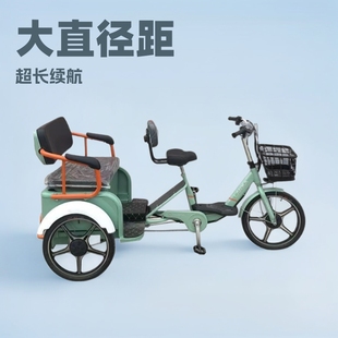 藍馬老人電動三輪車腳踏車助力代步車差速器可帶兩人