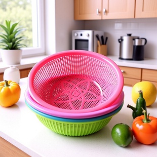 Five-Star Rice Sieve, Colorfulful Five-Star Vegetable Basket, Vegetable and Fruit Basket, One-Yuan Store, Two-Yuan Store Supply
