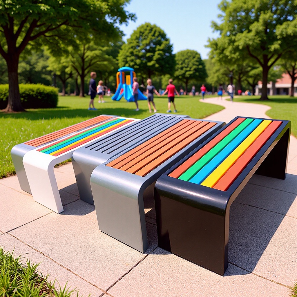 公园椅户外庭院防腐塑木长椅室外长凳广场长条凳镀锌锈钢公共座椅