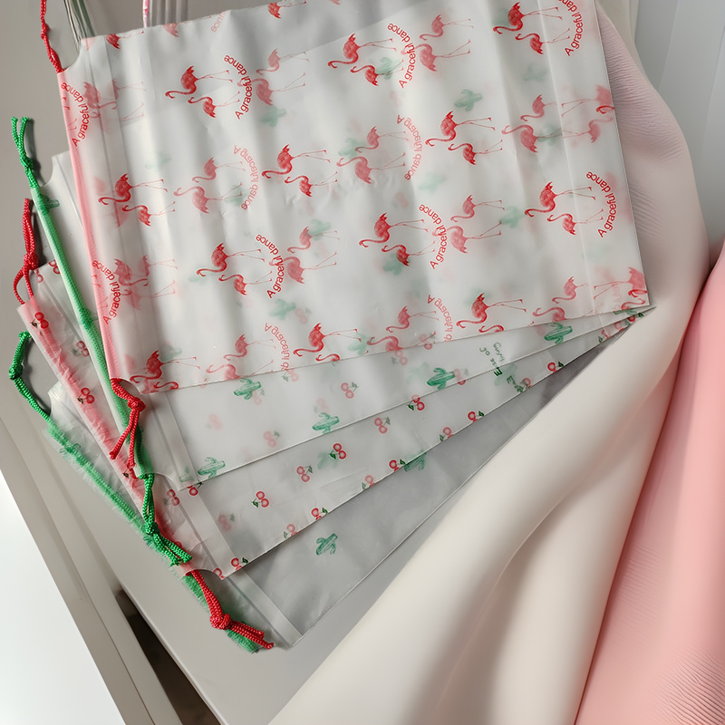 Bear Frosted Drawstring Bag Transparent Chrysanthemum Travel Storage Clothing Packaging Bag Blank Color Bundle Pocket