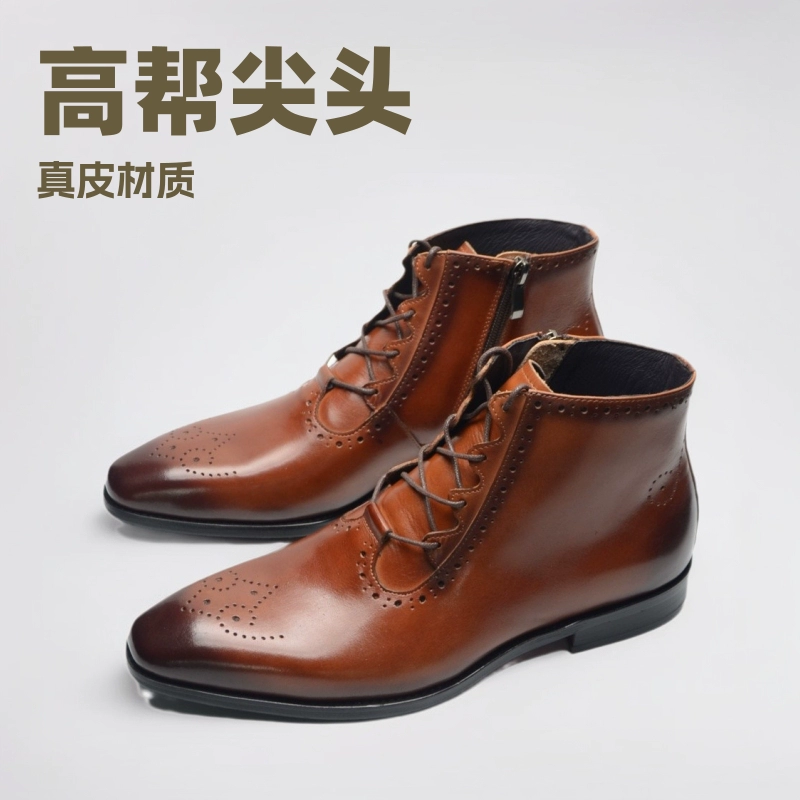 Европейские станции Классические кожаные ботинки ручной работы мужские ботильоны