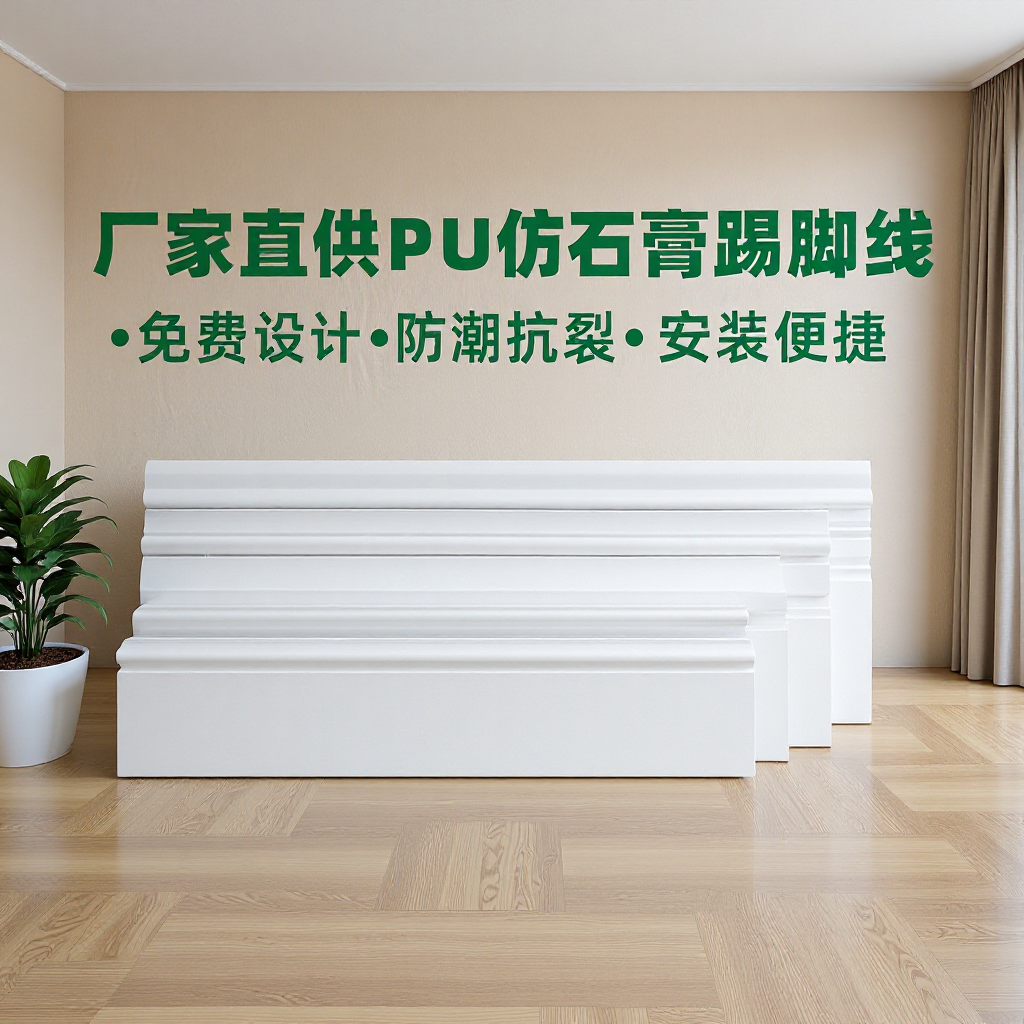 Customized Imitation Pvc Baseboard White European Scandinavian Simple Baseboard Living Room Bedroom Balcony Pu Line Manufacturer