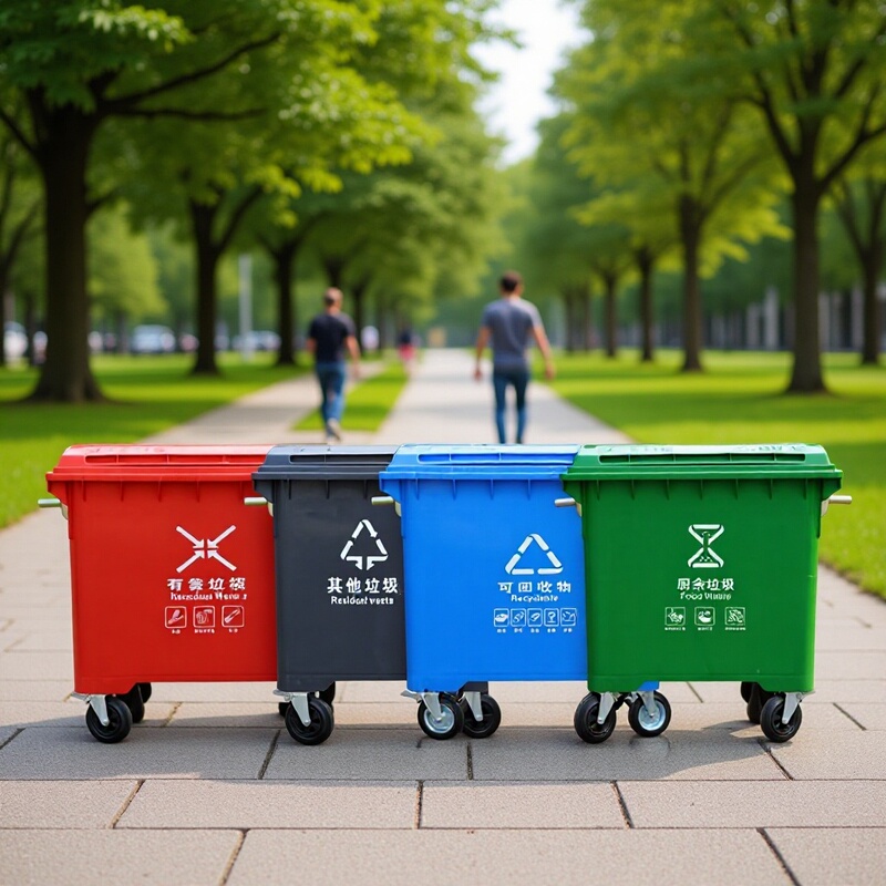 660L thick environmental protection trash can outdoor sanitation large capacity Universal trailer bucket with wheels movable with lid 660L thick environmental protection trash can outdoor sanitation large capacity Universal trailer bucket with wheels movable with lid
