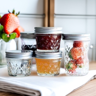 Factory wholesale diamond Caviar glass bottle jam honey Diamond Glass bottle sealed nest bottle transparent with lid