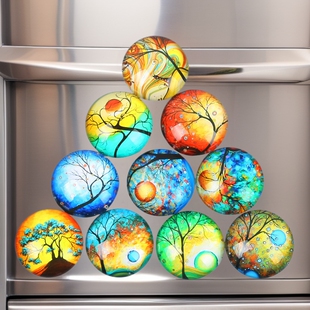 Factory Direct Sales Refrigerator Magnet Cartoon Tree Series Nordic Design Can Be Pasted Repeatedly Amazon Best Seller