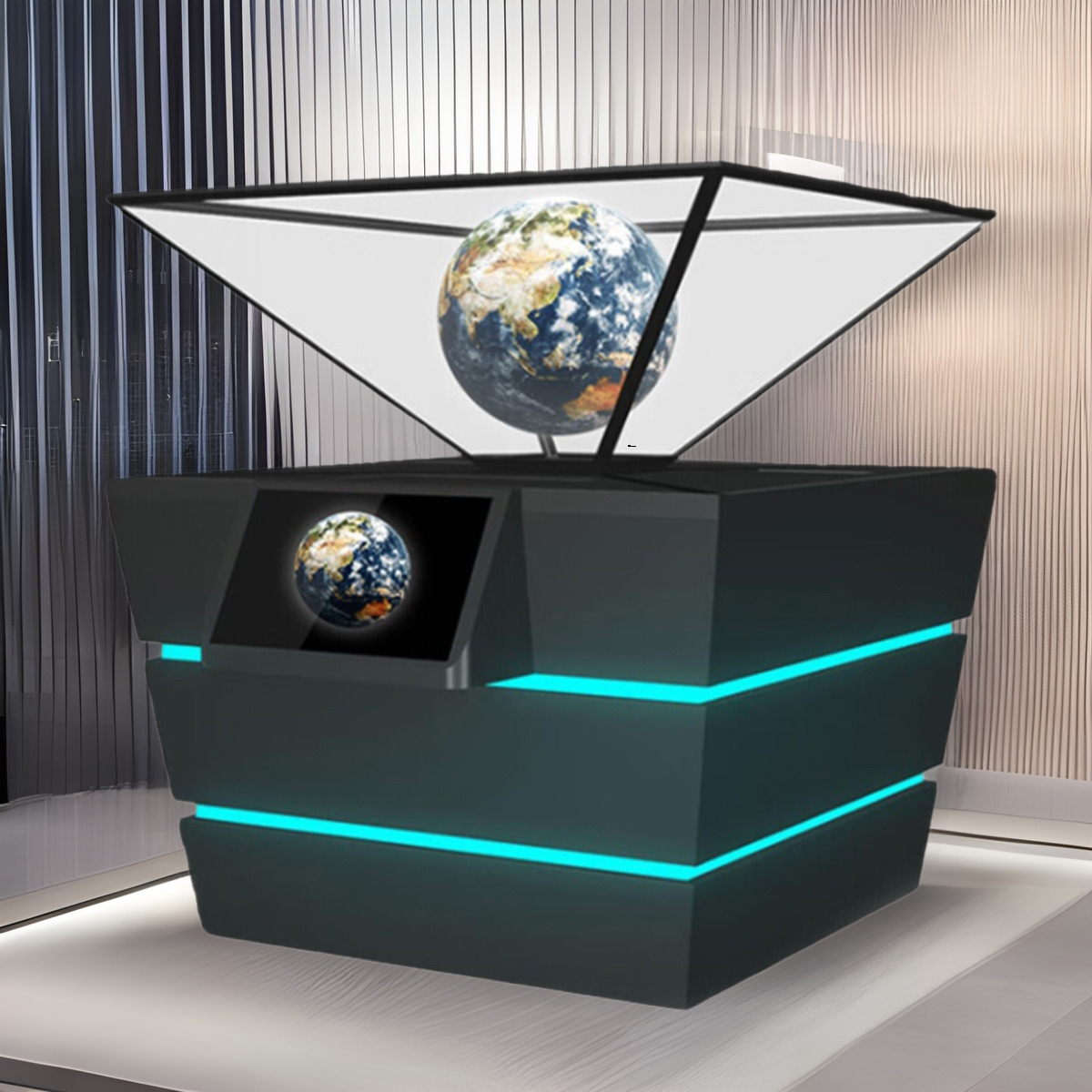 360 Degree Holographic Projection Display Cabinet 3D Stereo Interactive Suspended Phantom Imaging Display Cabinet Exhibition Hall Display Equipment