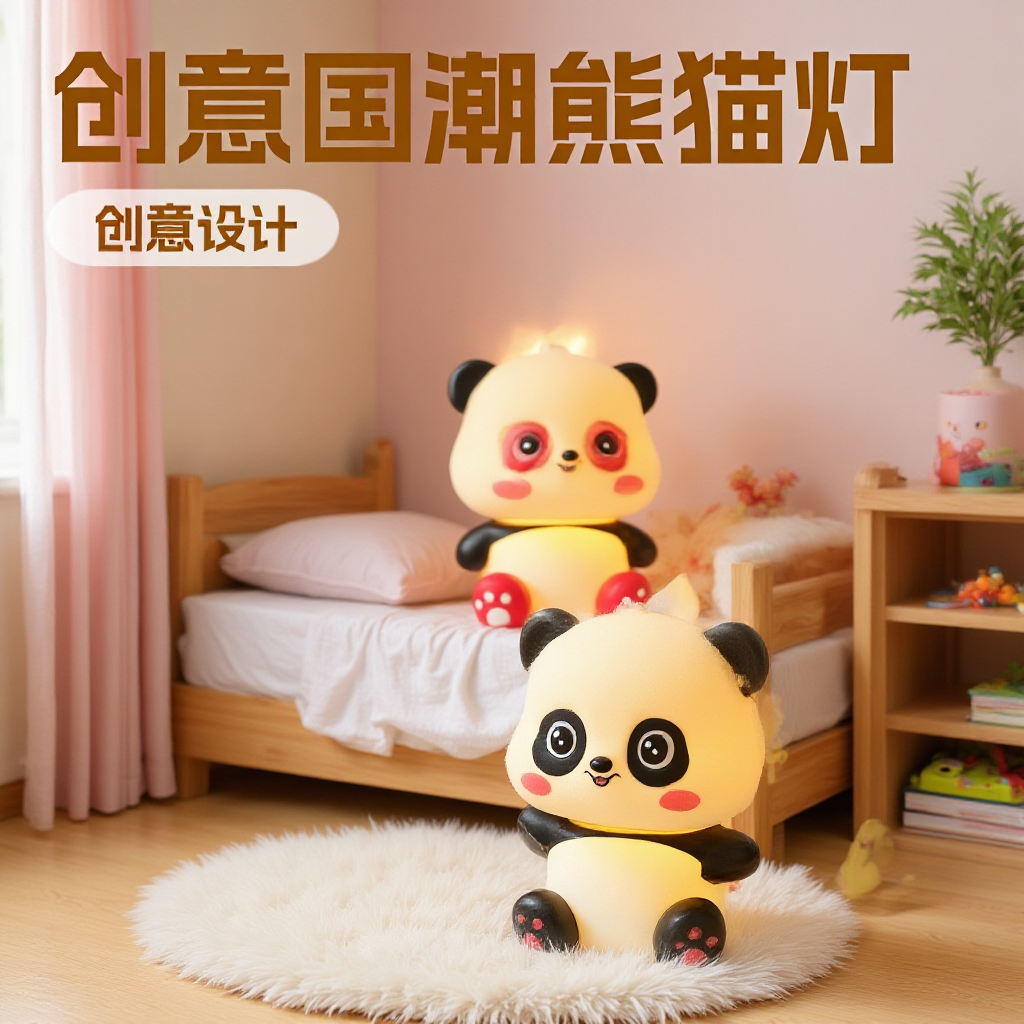 Creative National Tide Panda Nightlight Bedroom Cute Luminous Doll Ornaments Children's Eye Protection Nightlight Toy Gift