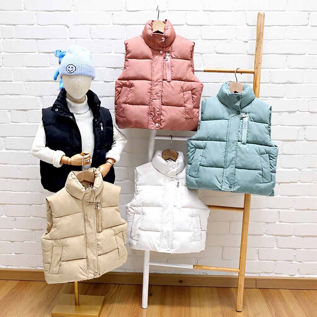 2025 New Kidsren's down Vest Winter Thickeneded down Cotton Vest Jacket for Boys and Girls, Middle and Large Kidsren