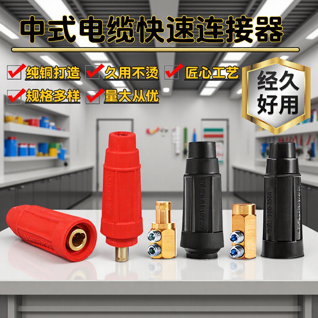 中式电焊机快速焊接电缆接头 快速电焊插头焊把线全铜连接器