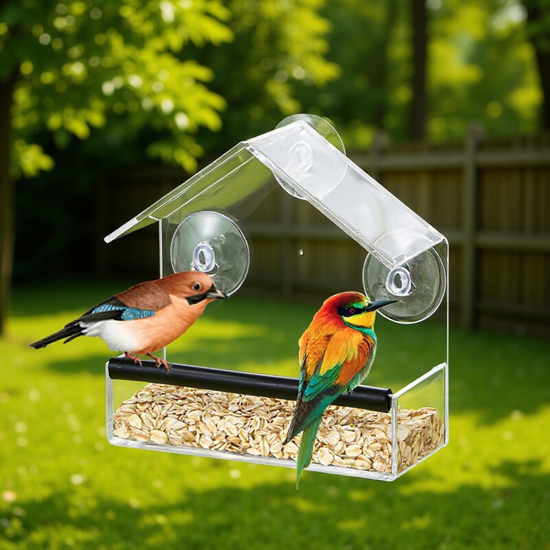 Bird Cage with Suction Cup, No-Drill Wall-Mounted Bird Feeder, Acrylic Pet Supplies, High Transparency Bird Cage with Suction Cup, No-Drill Wall-Mounted Bird Feeder, Acrylic Pet Supplies, High Transparency