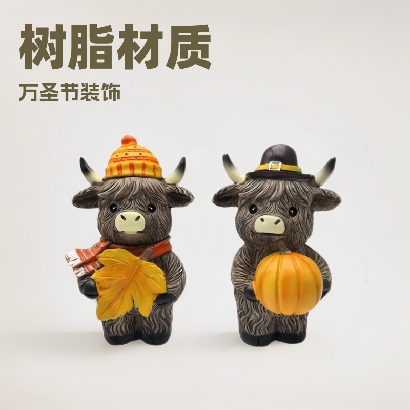 厂家直销感恩节节日树脂工艺品新款站立款牛|undefined