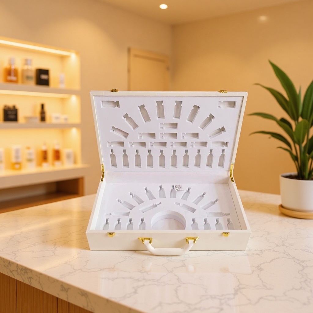 美容院通用护肤品皮革包装盒精华液精油套装盒皮盒化妆品手提皮箱