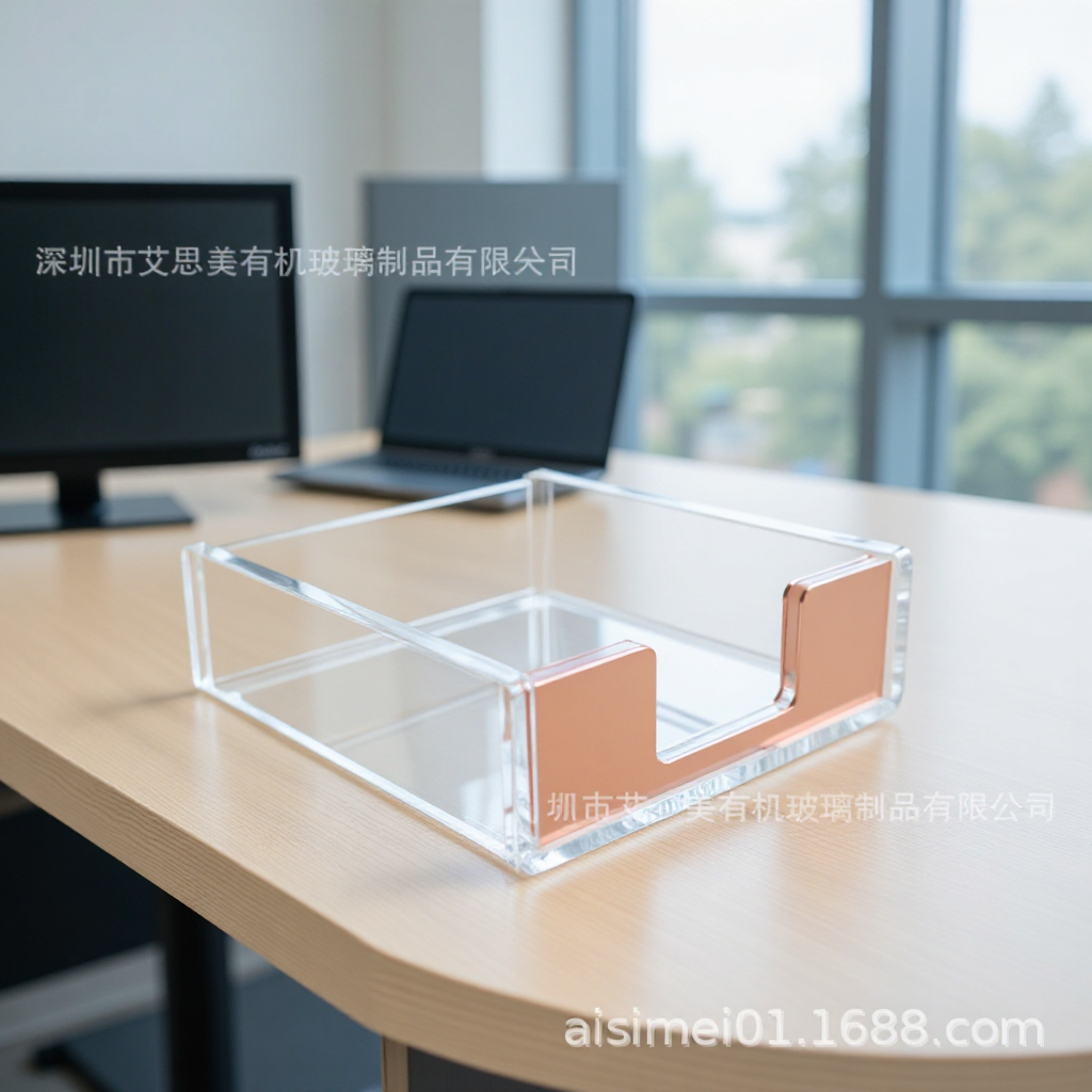 亚克力便签纸收纳盒  亚克力办公文具便签盒批发生产厂家