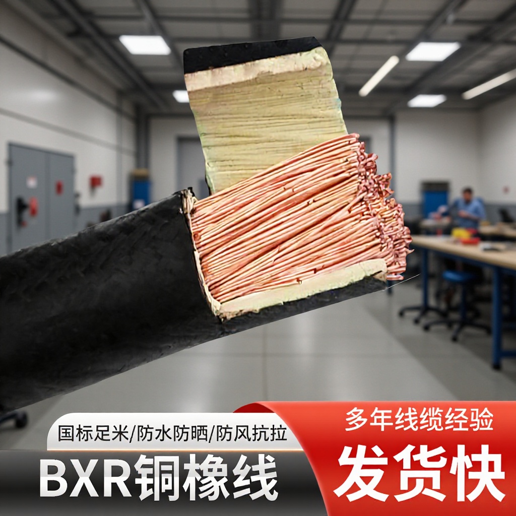 BXR铜芯橡皮绝缘电缆国标无氧铜芯橡胶绝缘风雨线室内固定电缆线