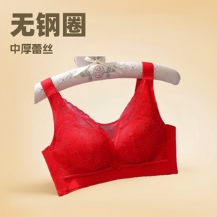 Sexy Adjustable Bra Non-rimmed Medium-thick Lace Bra Breathable Sagging Underwear Women's Breast Anti-bunching