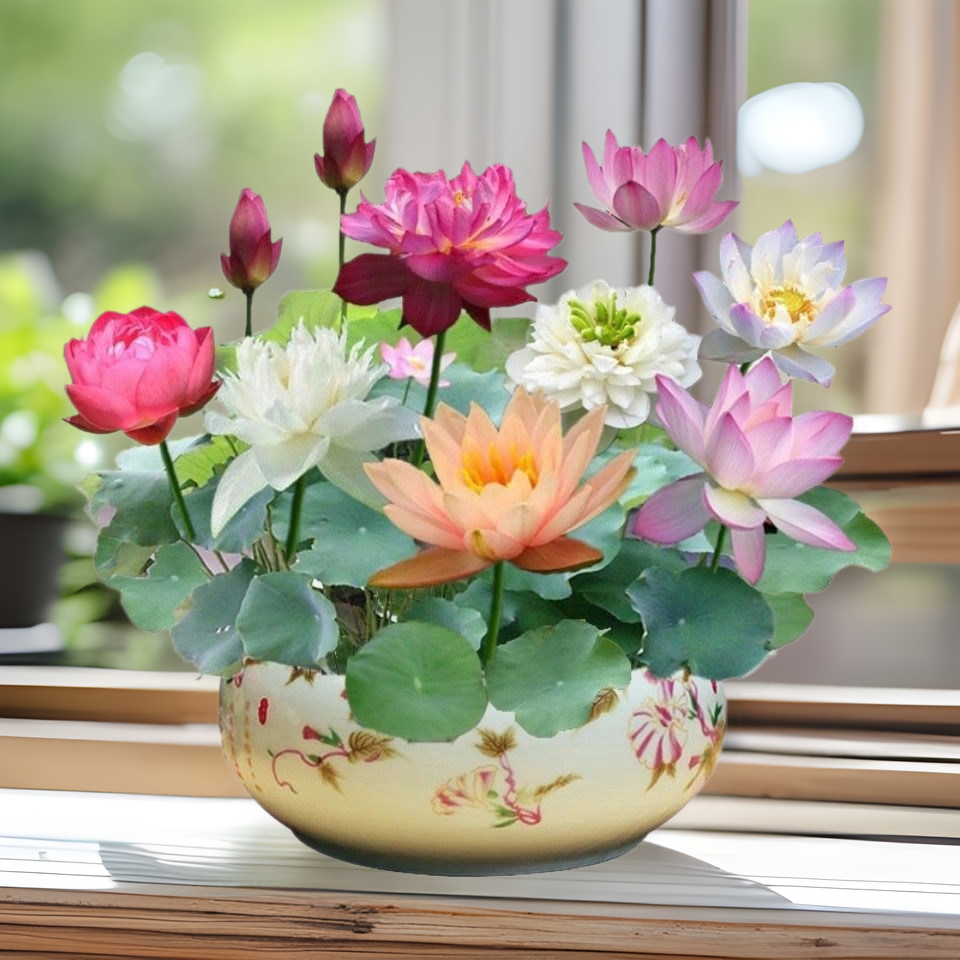 Bowl Lotus Four-Season Flowering Seeds Vegetable Lotus Seeds Open Lotus Lotus Seeds Multi-Color Large Water Lily Non-Bowl Lotus Seeds