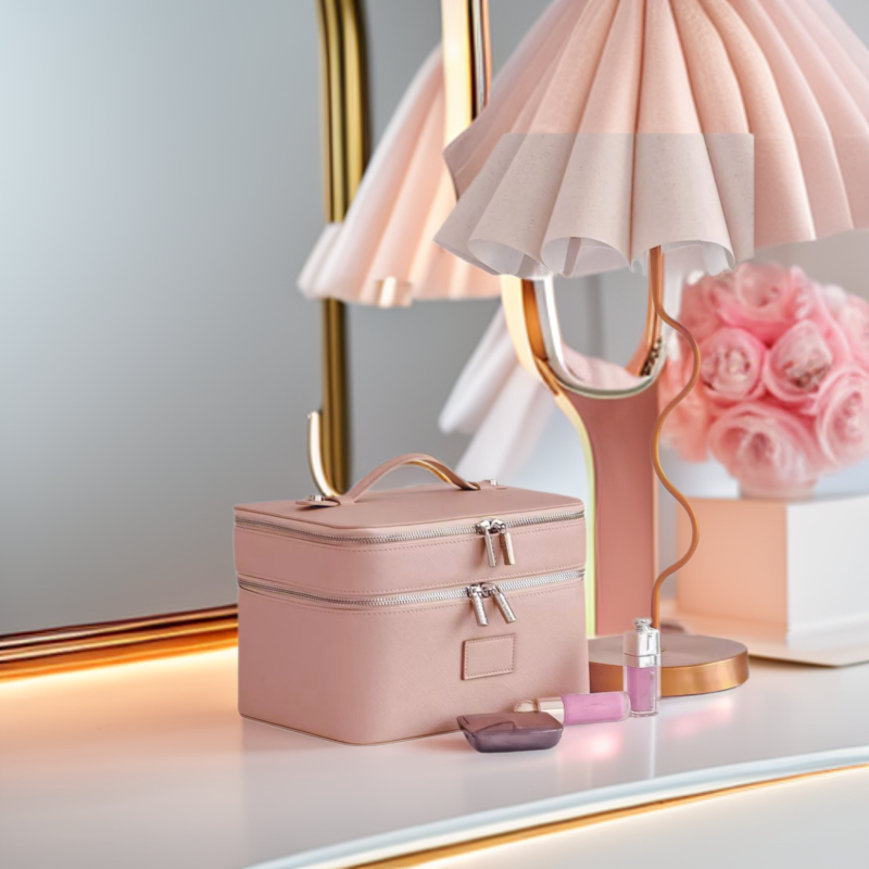 Large Capacity Cross-border New Double-layer PU Leather Cosmetic Case Portable Waterproof Cosmetic Bag Travel Cosmetic Suitcase