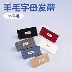 简约字母加厚针织发带女秋冬天宽边毛线发箍护额保暖头套运动头带