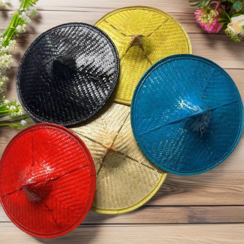 Factory direct minority dance performance flower waist bamboo hat Dai dance hat color primary color