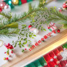 christmas植物圣诞艺品15片榕树叶中藤藤条工艺品材料卡通礼物