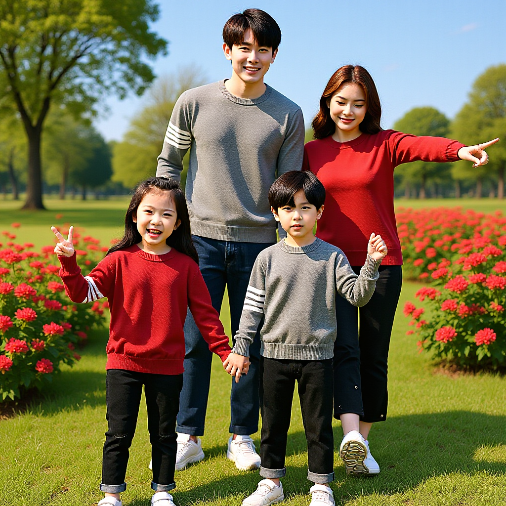 24 Spring Autumn Winter Striped Long Sleeve Cotton Sweater Pullover Family Matching Outfits Parent-Child Jumpsuit Cotton Parent-Child Sweater
