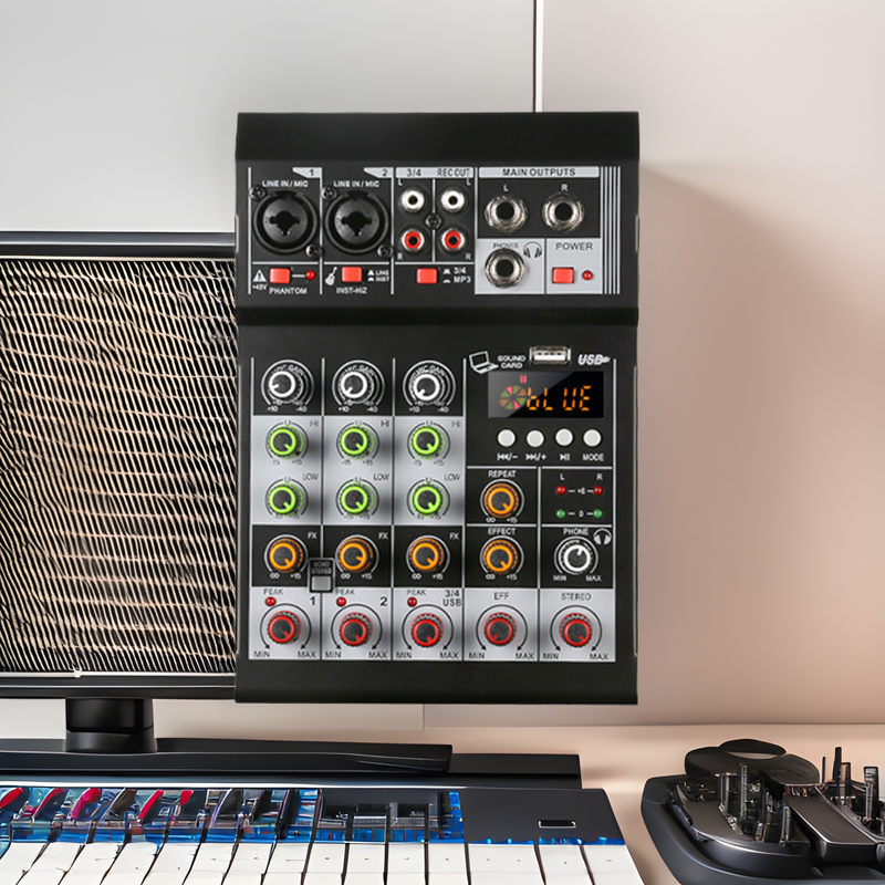 Cross-border dedicated to F4A four-way small mixer mobile phone sound card computer recording studio built-in DSP effect performance