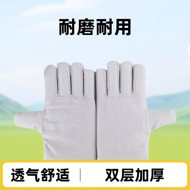 Guantes de lona al por mayor gruesos de doble capa de construcción de soldadura mecánica de mano confortable y transpirable