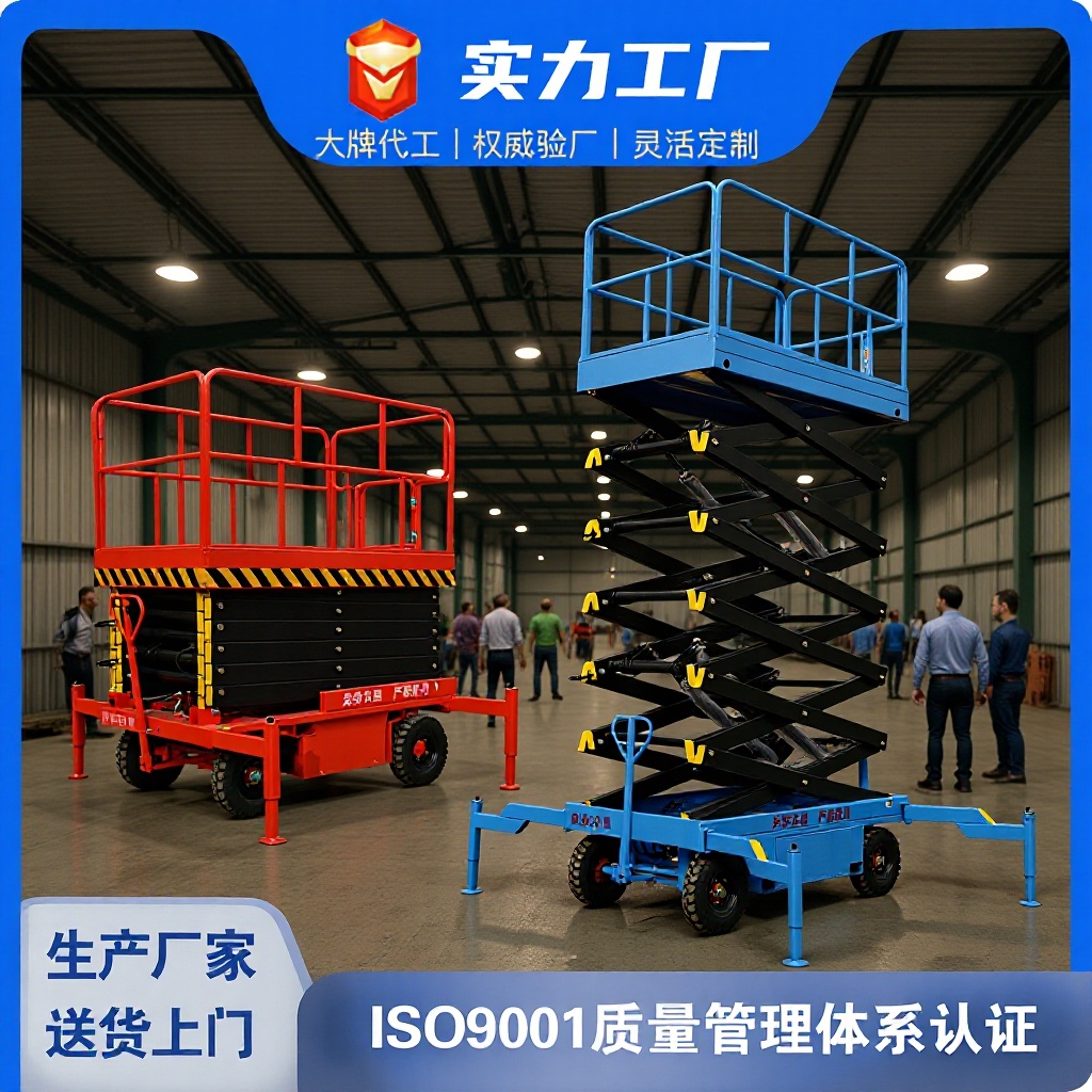 移动剪叉11米12米牵引升降机液压升降平台移动高空作业车电动升降