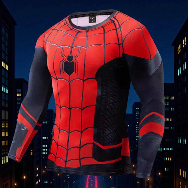 2025 Long-Sleeved Spider-Man Bodysuit Hero Costume Avengers 4 Marvel Pullover T-Shirt Milk Silk Long-Sleeved