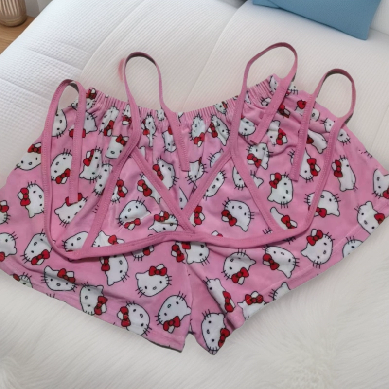 Трансграничные новые горячие продажи для европейской и американской внешней торговли пижамы женский жилет мультяшный KTcat шорты нижнее белье костюм для повседневного дома