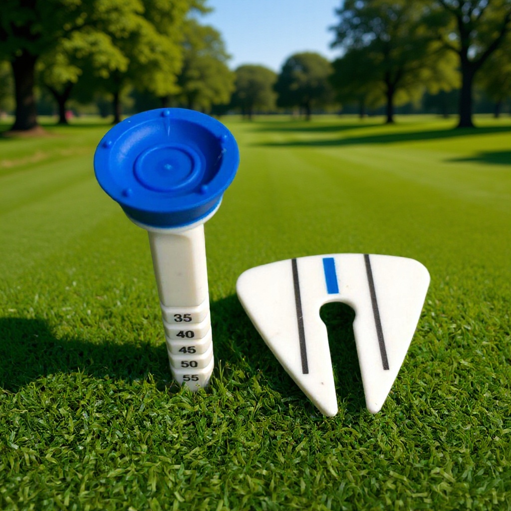 Juego de soporte para tee de golf con marcador de dirección, caja para pelotas, accesorios para aficionados, almacenamiento, escala y estilo elegante image 1