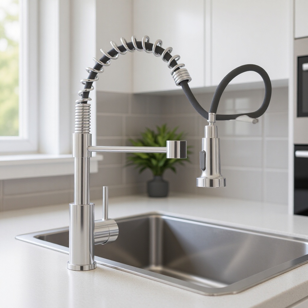 Foreign Trade Cross-Mirror Spring Multi-Functional Pull-Out Faucet Household Kitchen Sink Double Outlet Hot and Cold Household