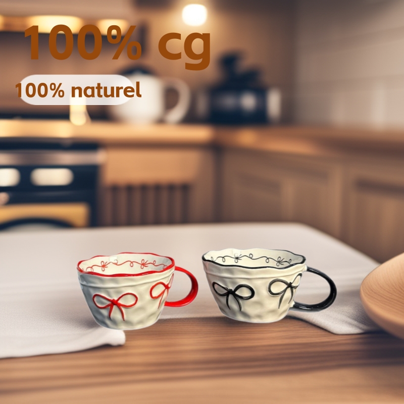 陶瓷马克杯水杯咖啡杯蝴蝶结情人节礼品