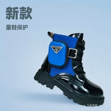 2025新款外贸男童蓝色包包靴儿童校园秋冬季表演purse boot马丁