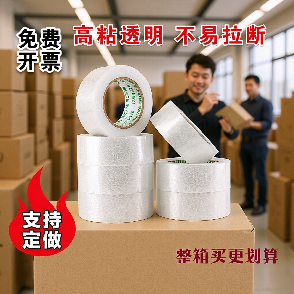 55整箱加厚透明胶带封口胶特硬飞机盒电商大量批发厂家密封胶布
