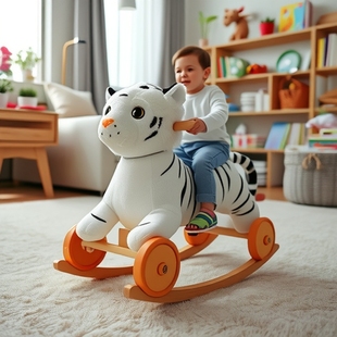Children's rocking horse Trojan baby dual-use baby rocking chair wooden with music baby Trojan baby rocking bed wholesale
