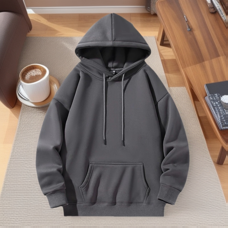 Sudadera con capucha unisex de color sólido, de peso pesado, holgada y moderna, versátil para primavera y otoño._voghion.com