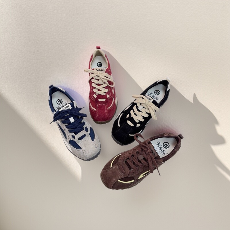 Shougu Xiaoxiao Red Thick-Soled German Training Shoes for Women 2025 New Korean Style Trendy Brand Super Popular Sneakers Casual Shoes